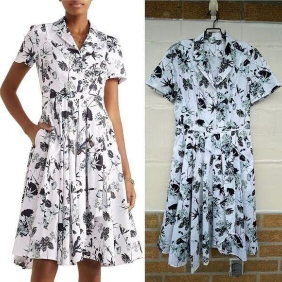 JASON WU COLLECTION Pleated floral-print cotton-poplin dress size 10 - Picture 12 of 12